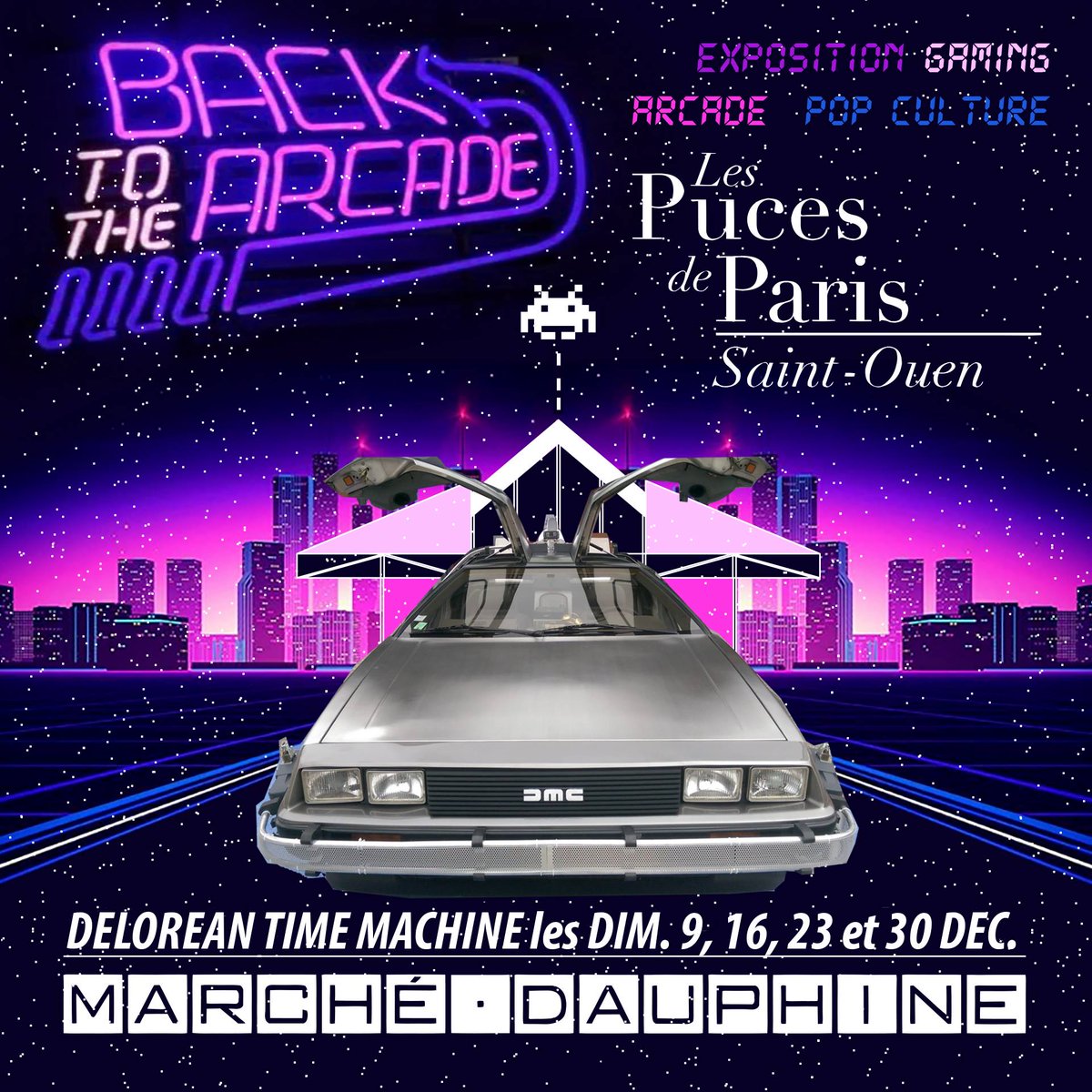 VixWorld's tweet photo. Tu adores #BackToTheFuture et sa #Delorean ? Elle sera présente à l'expo #BacktotheArcade au @Marche_Dauphine les dimanches 9, 16, 23 &amp; 30 décembre Viens faire un selfie et tu pourras même monter sur l'OverBoard de Marty ;-) @ArcadeLegendsFR #MarcheDauphine #VintageGameRoom https://t.co/OdK2X8mzZR