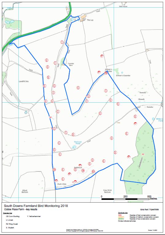 Hi <a href="/anthonycweston/">anthony weston</a> thanks for asking! This summer, the RSPB ran a bird survey on my farm. Each red mark on this map shows a breeding territory for priority farmland birds such as skylark &amp; yellowhammer. I’m proud of what we’ve achieved!
<a href="/farmergribz/">Tom Gribble</a> #SouthDowns #farmerfriday