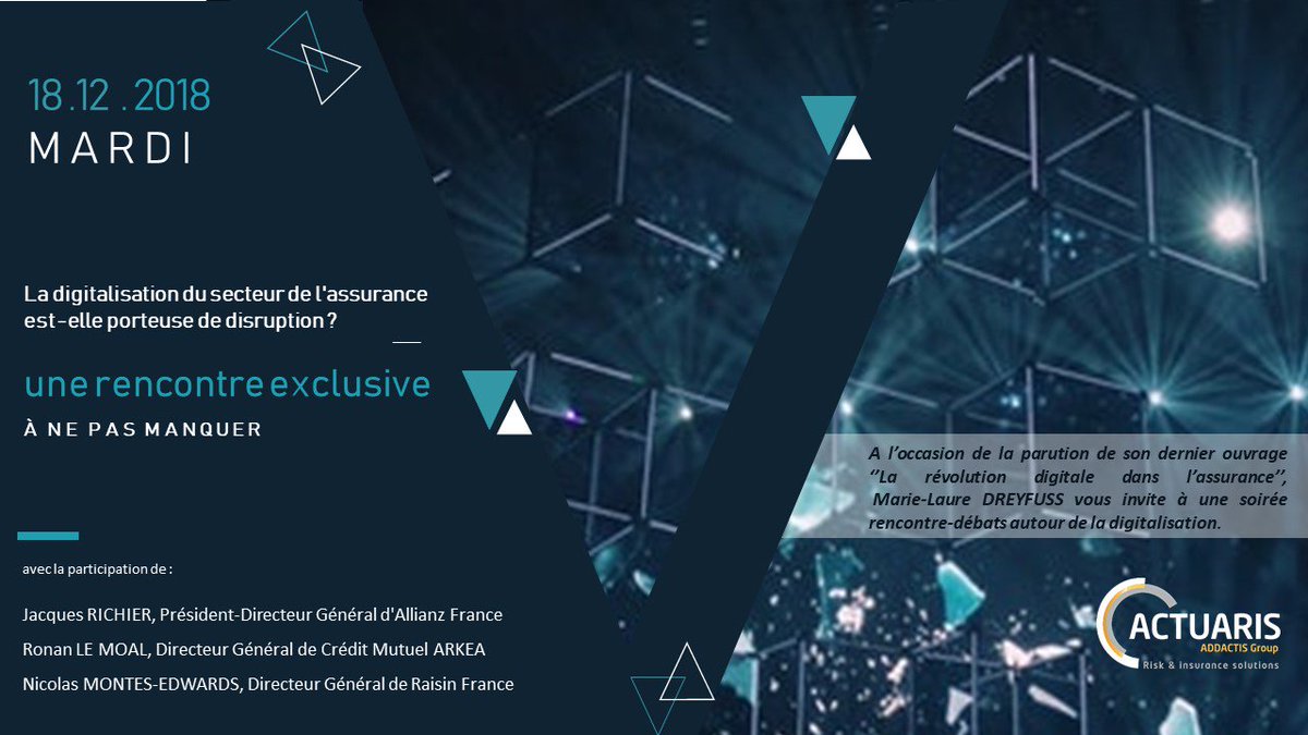 addactis_fr's tweet photo. #Rencontre exclusive #Digitalisation #Assurance mardi 18 décembre avec la participation de @jacquesrichier @allianzfrance @ Ronan Le Moal @ Credit Mutuel Arkea @ Nicolas Montes-Edwards Raisin @MLaureD @_Actuaris_ @AddactisGroup . En savoir plus :https://t.co/sAvJvhSLBz https://t.co/lN0mql0oc7