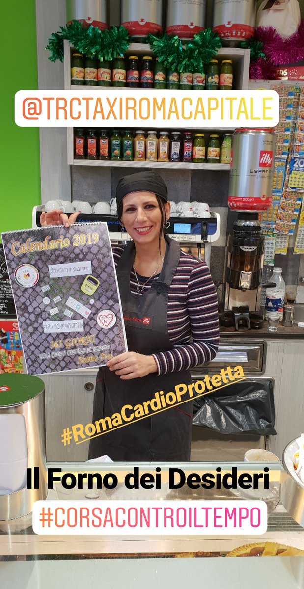 Grazie a Il Forno dei Desideri di Via san Giorgio Morgeto 87 per aver acquistato il Calendario 2019 ed aver partecipato alla raccolta fondi per l'acquisto di nuovi defibrillatori
#TRC #TaxiRomaCapitale #CorsaControIlTempo #RomaCardioProtetta
#OsteriaDelCurato