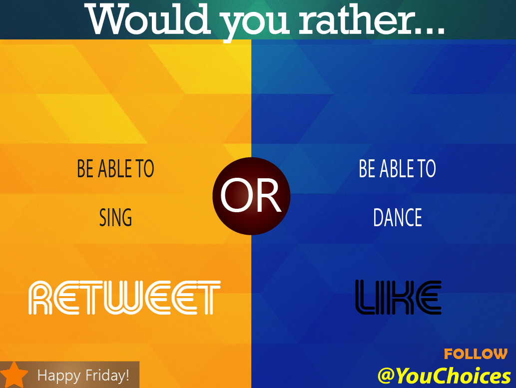 YouChoices's tweet photo. Sing or dance? https://t.co/SBR0KVfTgZ