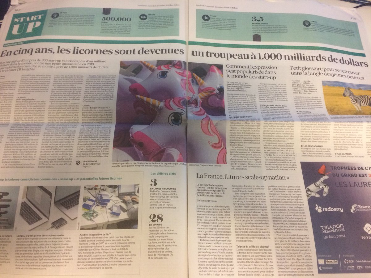 Cinq ans après l’invention de l’expression, on compte près de 300 #licornes dans le monde. Un troupeau valorisé près de 1.000 milliards de dollars. bit.ly/2SsBO8Y avec <a href="/gbregeras/">Guillaume Bregeras</a> #startup