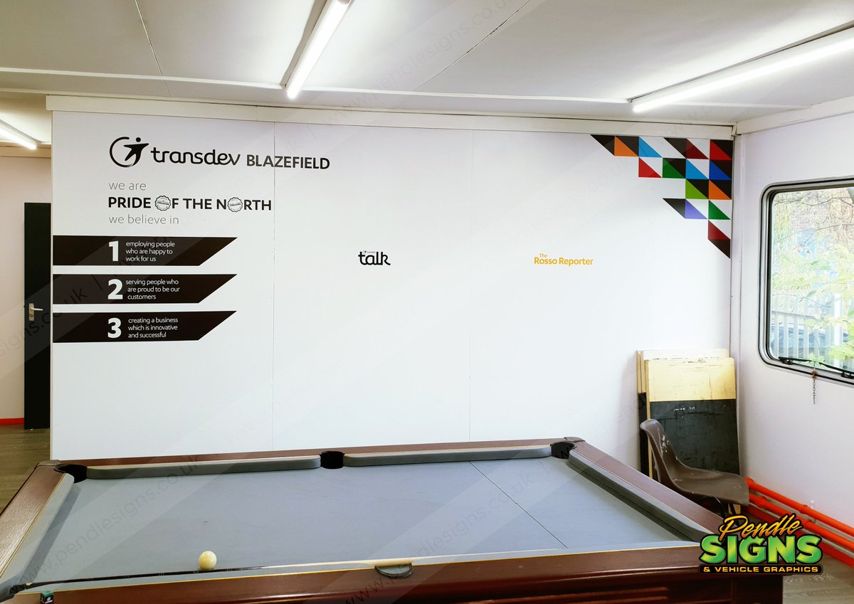 PendleSigns's tweet image. Bright, vibrant and uplifting smiley faces! 😃Looking good drivers! Production and installation of various wall accents, and #digitallyprinted contour-cut graphics for @Rossobus by @pendlesigns #wallart #wallgraphics #signage