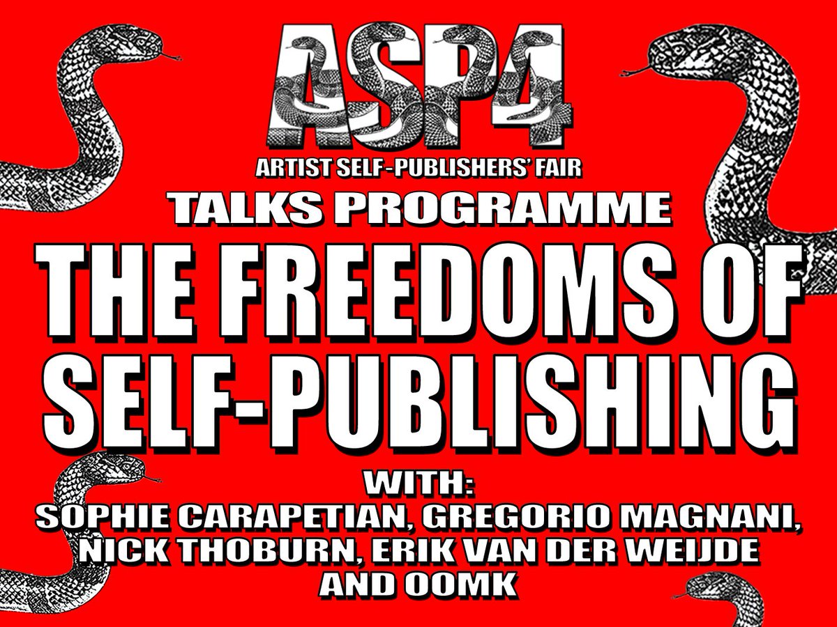 ICALondon's tweet photo. From 3–6pm tomorrow, join us for presentations on the subject of artists' self-publishing by artists, writers, publishers &amp; collectors, incl. Sophie Carapetian, Nick Thoburn, @oomkzine, Erik van der Weijde &amp; Gregorio Magnani.

Get tix to the #ASP4 talks: https://t.co/VnLqqCQINq https://t.co/Ju5noO4NM0