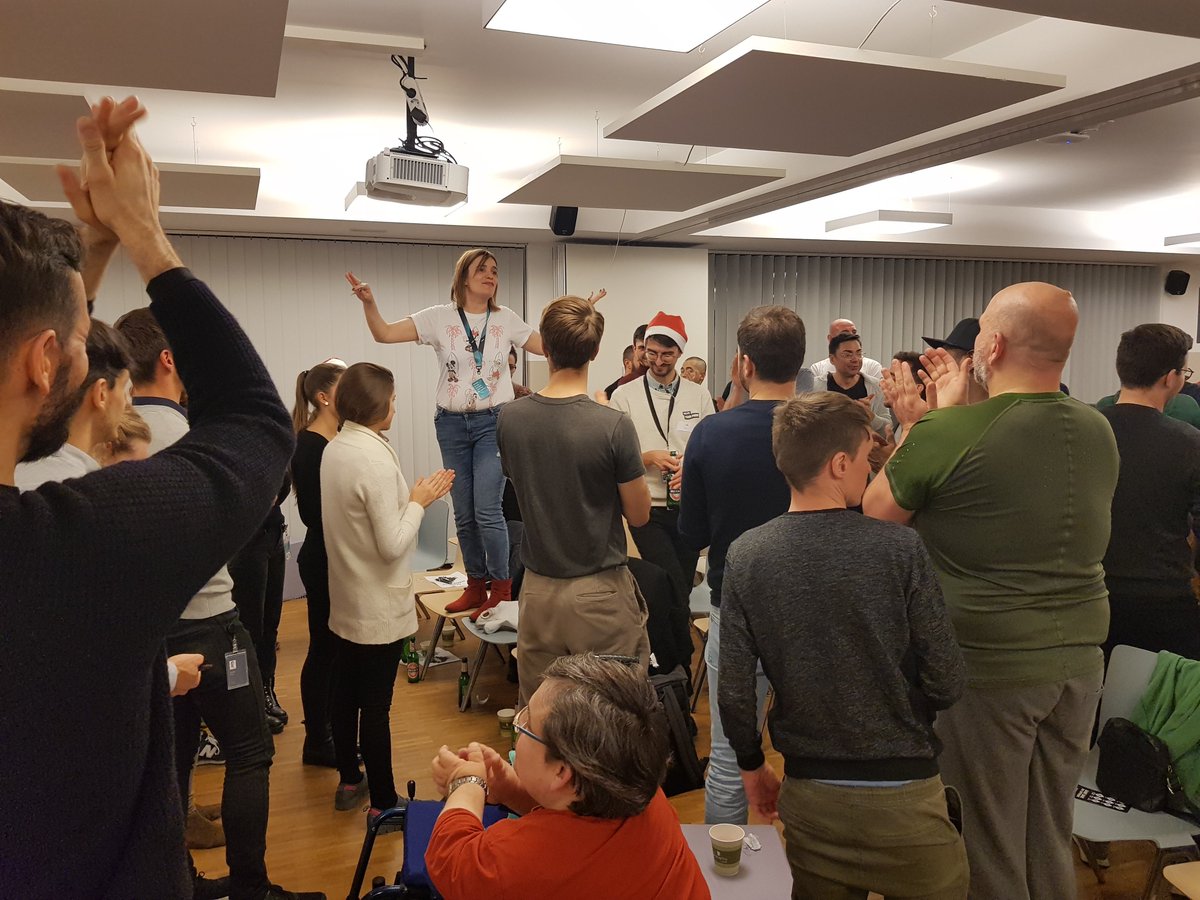 here's tweet image. When the stage is no longer enough. 
Our talent acquisition team had a great time at #UnicornsInTech yesterday.

Want to join us? 
Kick-start your career at HERE now: t.her.is/2I307on