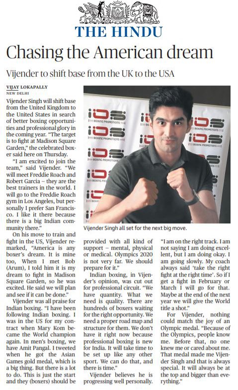 IOSBoxing's tweet photo. Vijender Singh eyes debut at #MaddisonSquare as he interacted with the media discussing his deal with @trboxing and his upcoming plans for 2019.
@boxervijender @iosindiaoff @BobArum @IndianExpress @TheHinduSports @IndiaToday @mail_today @TheStatesmanLtd https://t.co/39h9g9as8B