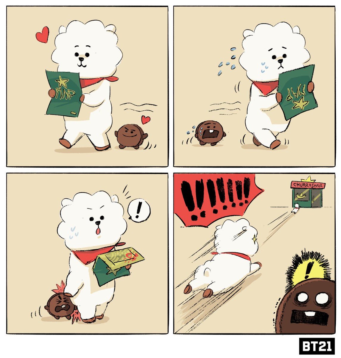 Dashing through the road~?
With a four feet fluffy body~??
#Instinctive_dash_for_churros
#RJ #SHOOKY #BT21 