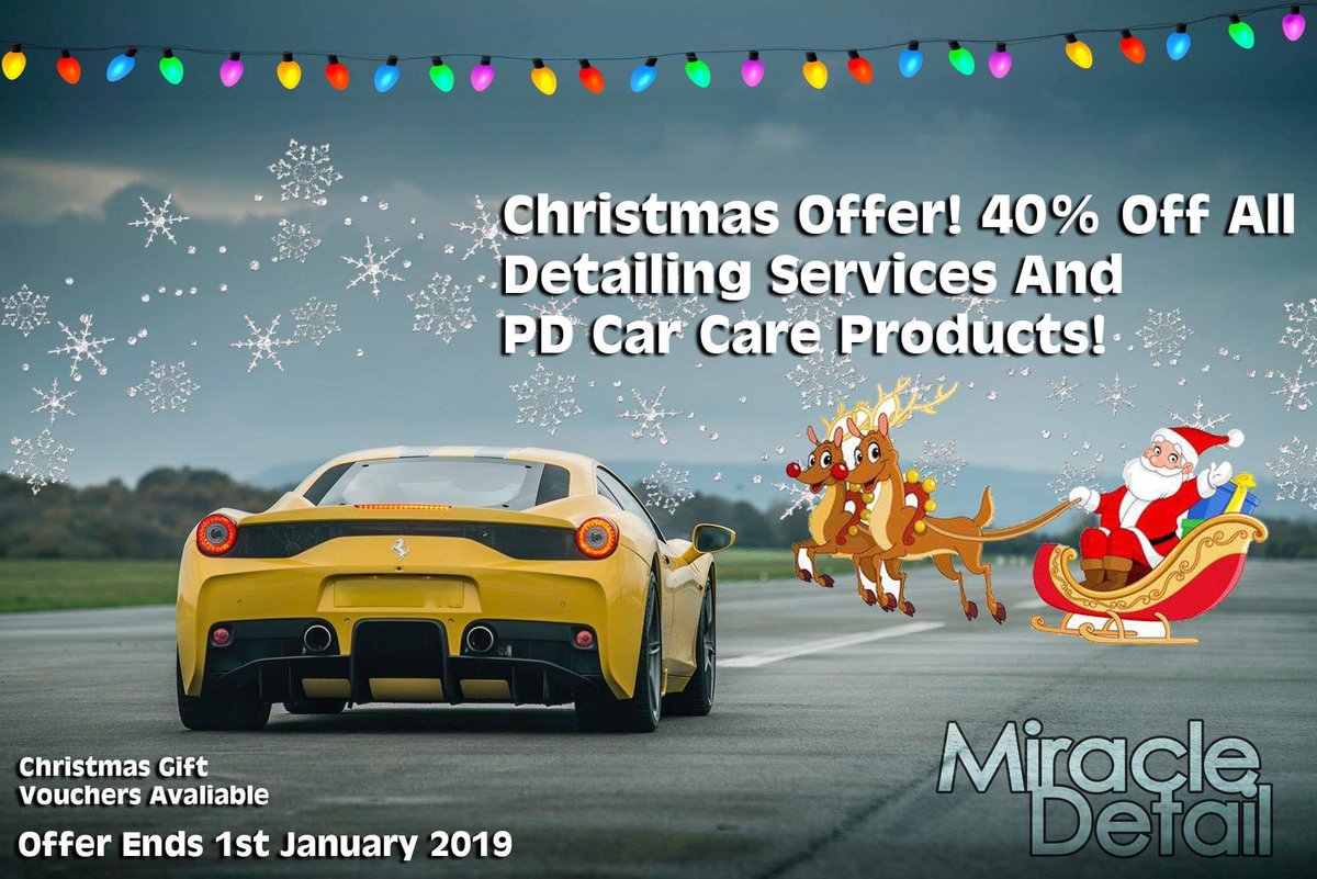 As it’s Christmas 🎄 soon I thought we would have another offer so 40% off all detailing and pd car care products till 1st jan 2019, Christmas gift vouchers available for the perfect gift for any petrol head. #christmasoffer #miracledetail #cardetailing #luxurycarwash #Chichester
