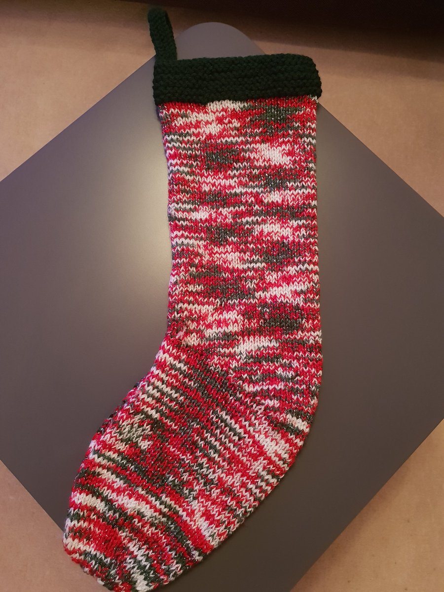 KimShaw2013's tweet photo. All ready for Christmas, hope Santa can fill it 😀 Love #knitting this time of year #festiveseason https://t.co/1grj2jXE7L