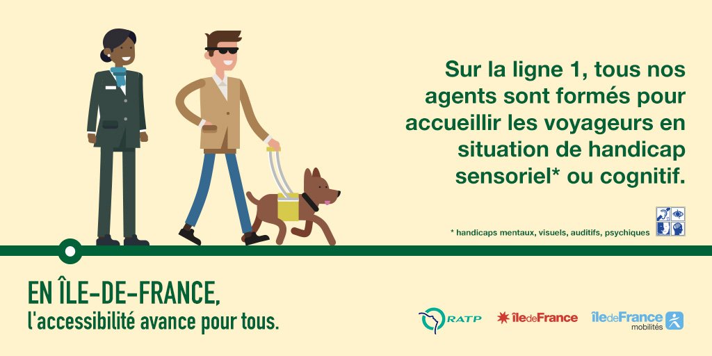 Ligne1_RATP's tweet photo. [#Accessibilité] Tous nos agents de la #Ligne1 sont formés pour accueillir les voyageurs en situation de handicap, la #RATP est ainsi le 1er opérateur de transport public à avoir la certification #CapHandeo ! + d'infos https://t.co/EEAsVzE0s6 🙋‍♀️🚆 #mobilité @IDFmobilites https://t.co/hjZYrMZgpd