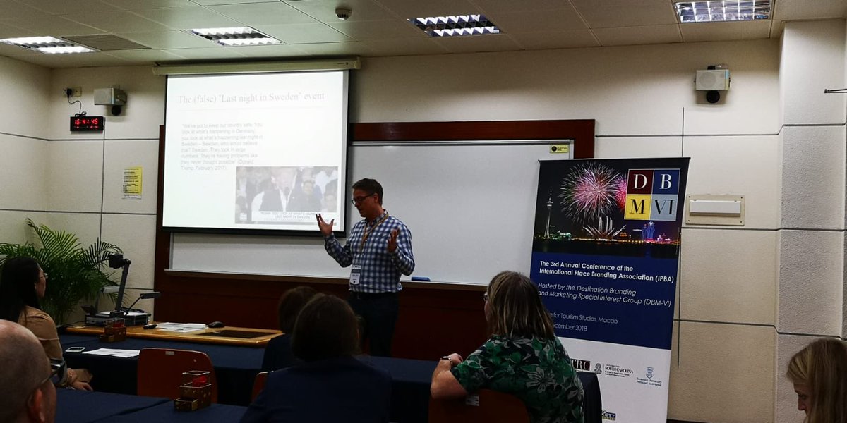 DBMConference's tweet photo. Mediatization of terror attacks &amp; city brand image:  A study of the Stockholm attack &amp; the ‘Last Night in Sweden’ event, presented by Jorgen Eksell

#IPBA2018 #DBM2018 #Macau #IFT 
@IPBA_Conf @DBMConference https://t.co/MH7fWpu3u3