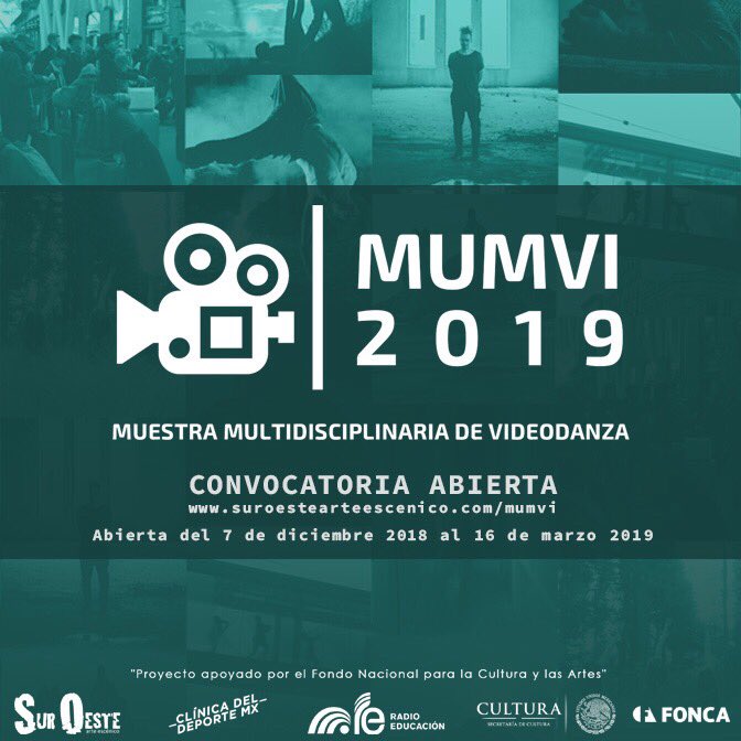 #OpenCall #Convocatoria #MUMVI2019. Mayores informes suroestearteescenico.com/mumvi2019 
#pasalavoz #Videodanza #Festival #CDMX #México #Dancescreen #Dancefilms @SurOesteAC