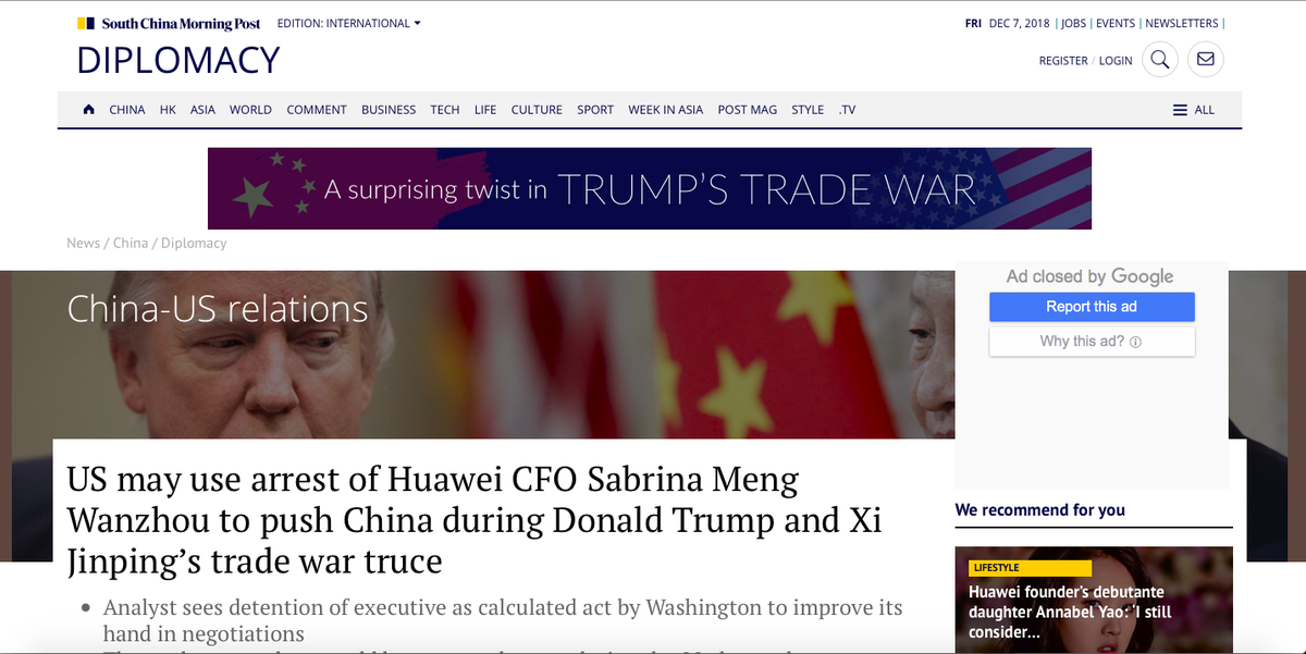 HengWANG_law's tweet image. My interview with @SCMPNews US-China #TradeNegotiation and #truce. Will Huawei incident be an opportunity to negotiate new rules to provide more predictability &amp;amp; international rule of law? If properly managed, crisis may also bring valuable opportunities goo.gl/MLmCQq