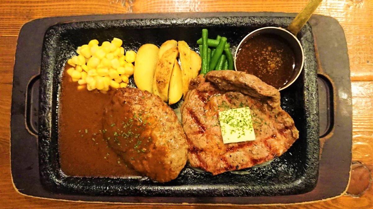 mming_niku's tweet photo. ミーイング！大好評復活メニュー♡
❇リブロース&amp;ハンバーグコンボ150g×150g＠2,100円
ステーキとハンバーグの欲張りコンボ♬
引き続き生ビール200円、飲み放題1,000円も実施中✿
#仲町台
#ハンバーグ
#飲み放題
#ステーキ
#ビール
#横浜市営地下鉄ブルーライン
#ブルーライン仲町台 https://t.co/q0TBahsEVs