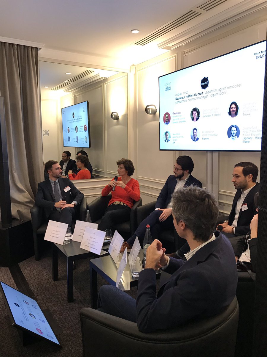Carrieresjuridi's tweet photo. Legaltech, agent immobilier, compliance, contract manager, agent sportif... on décrypte les nouveaux métiers du droit au #ForumCJ avec @agrux @gregmiot @VerheydenCognar @SevanKarian @thalesgroup https://t.co/eZZ9CPrAuW