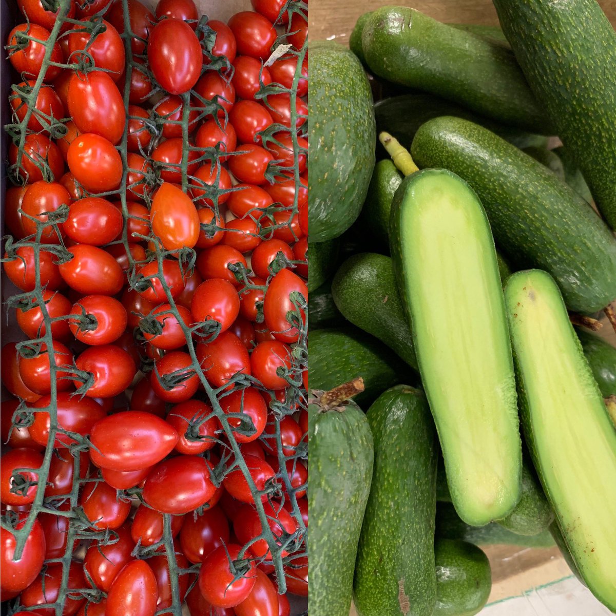 #Cocktail day today! Lovely little #seedless #cocktailavocado and some gorgeous #sweet #cocktailtomatoes ! #shoplocal #unusual #avocado #greengrocer #healthyfood #healthylifestyle #fruitandveg