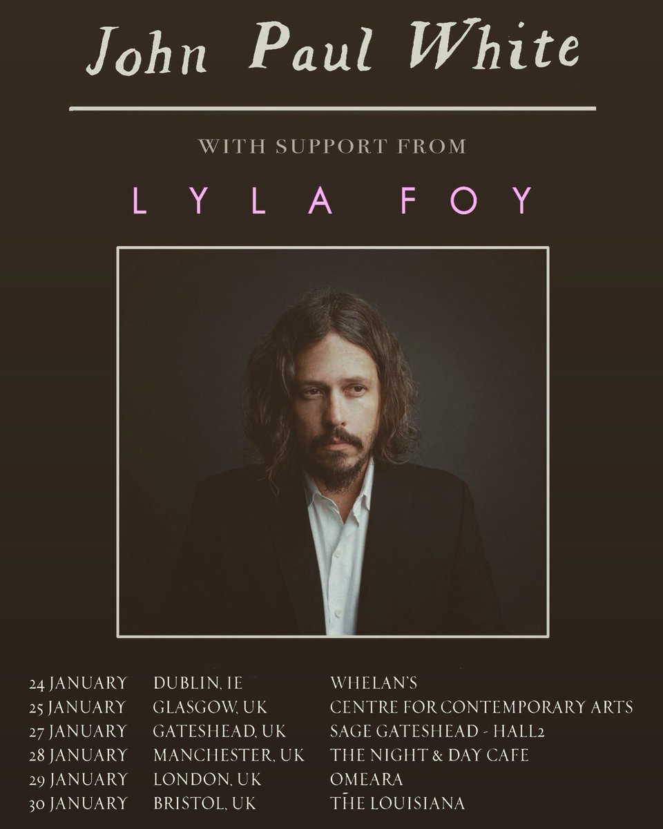 New tour dates! I’m so excited to be joining <a href="/johnpaulwhite/">John Paul White</a> in Jan across the UK. Don’t hang about getting tickets 🦇 RT xo