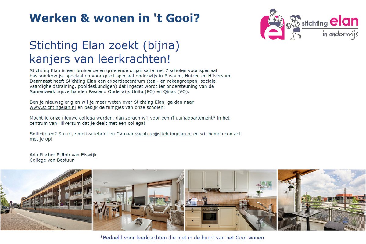 Woon je in Groningen, Drenthe, Overijssel, Limburg of Gelderland. Of misschien wel in Zuid Holland, Noord Holland, Noord Brabant of Friesland? En zou je best in 't Gooi in het onderwijs willen werken, maar is de afstand te groot? Dan maken wij dat voor je mogelijk!!