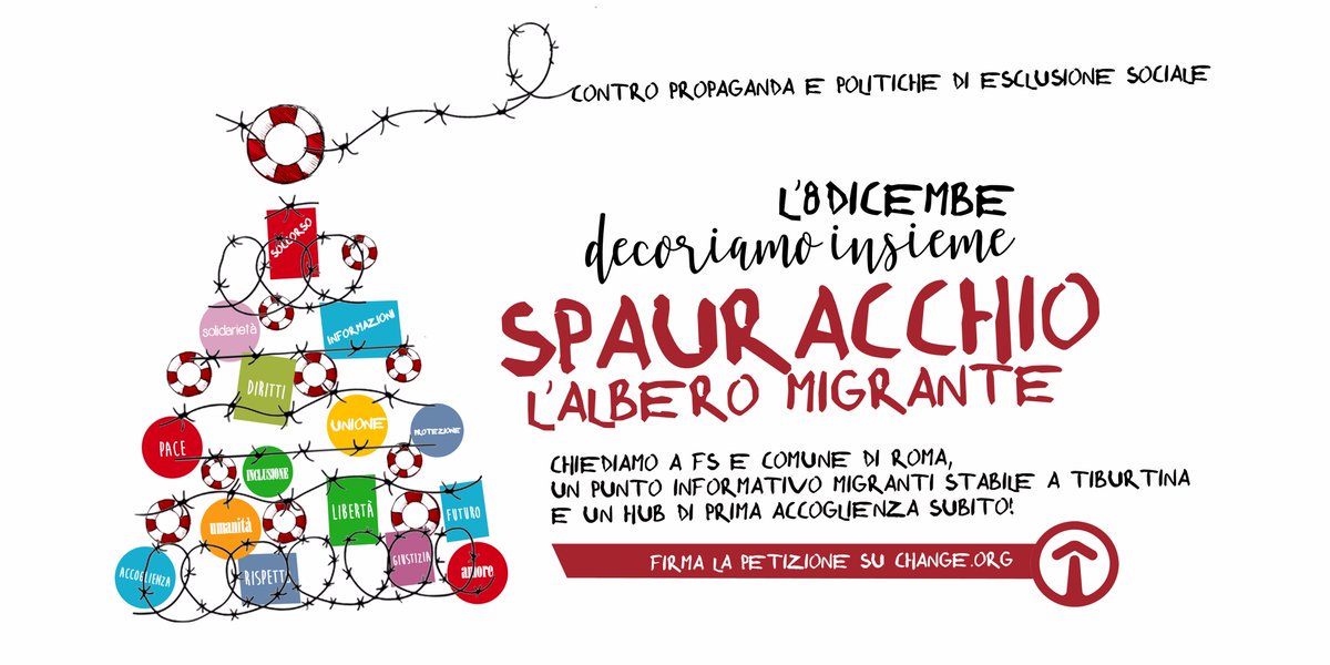 eccapecca's tweet image. Chiediamo la solidarietà di tutt* con sostegno e presenza durante la mattina di oggi e domani dalle 7.30 in poi per garantire la colazione. #8dicembre dalle 12 a pranzo insieme, allestendo l’albero migrante #Spauracchio #withRefugees
 #baobab #Roma La solidarietà non si arresta.