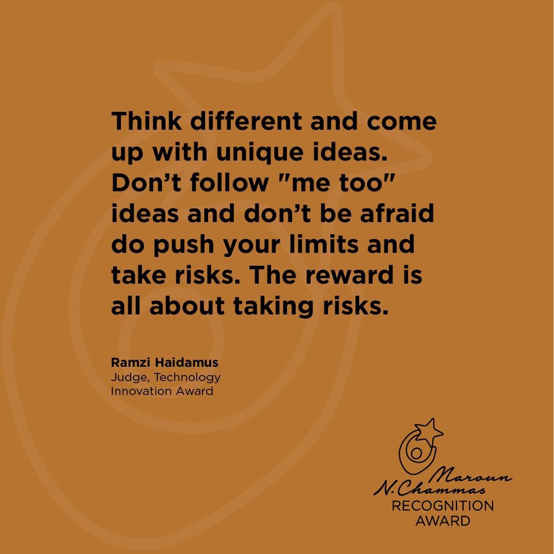 .<a href="/Haidamus/">Ramzi Haidamus</a> will be part of the jury of the #MNChammasaward who is confided with the task of choosing the entrepreneur to receive the $50K reward for groundbreaking technology innovation. Did you take the time to apply? Do you know someone who deserves it? marounchammasawards.com