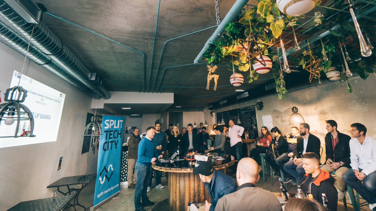 AHK_Kroatien's tweet photo. Sinoć je održan naš prvi "start-up" event u Splitu! | Gestern Abend fand unser ersters Start-up-Event in Split statt! @BayStartUp @CarstenRudolph @SplitTechCity #PartnerForStartUps #PartnerWeltweit #PartnerKroatien #PartnerNjemacka #PartnerWorldwide @MushroomCups @gammachefrobot https://t.co/Kxmn8oqltu