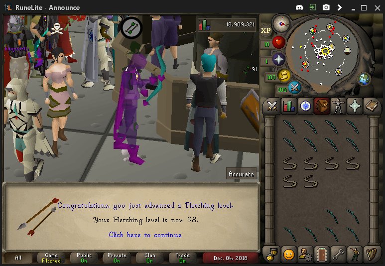 Looks like I forgot to upload this one... 98/99 Fletching achieved!
