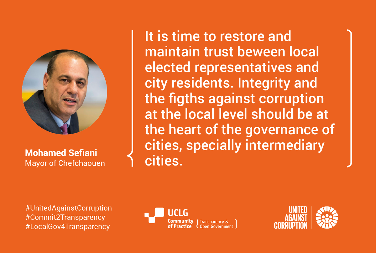 uclg_org's tweet photo. 📢Corruption undermines government legitimacy, public trust and the rule of law. Preventing and fighting corruption must be made a priority in order to create the foundations for democracy, development, justice & effective governance
#UnitedAgainstCorruption #Commit2Transparency https://t.co/LOTg4SEeSV