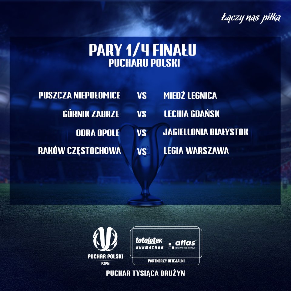 ZNAMY PARY 1/4 FINAŁU PUCHARU POLSKI! 🔥

Więcej na 👉 bit.ly/Pary-1-4Finalu

#PZPNPucharTysiacaDruzyn