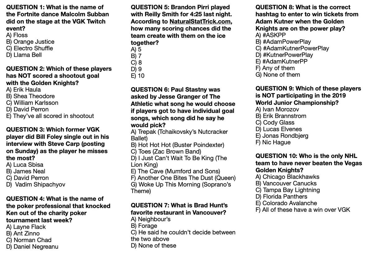 Sinbin Vegas Sinbin Trivia Winner Gets 2 Tickets Tomorrow S Game Vs Mtl Reply With All Answers In 1 Tweet Ex 1 A 2 A 3 A 4 A 5 A 6 A 7 A 8 A 9 A 10 A The