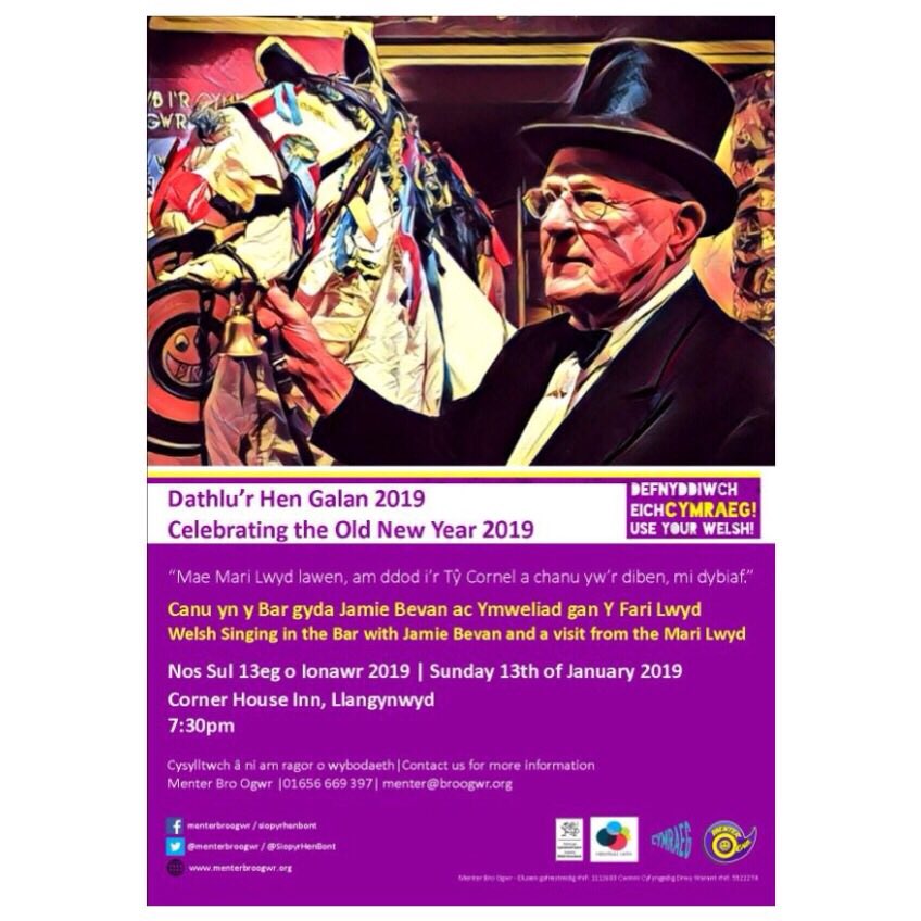 For those interested in seeing the Mari Lwyd in the flesh (or I should say the skull)  @menterbroogwr are hosting the Mari Lwyd at The Corner House, Llangynwyd on Old New Year.Sunday 13th of January | 7:30pm | The Corner House, Llangynwyd.  #Wales  #History