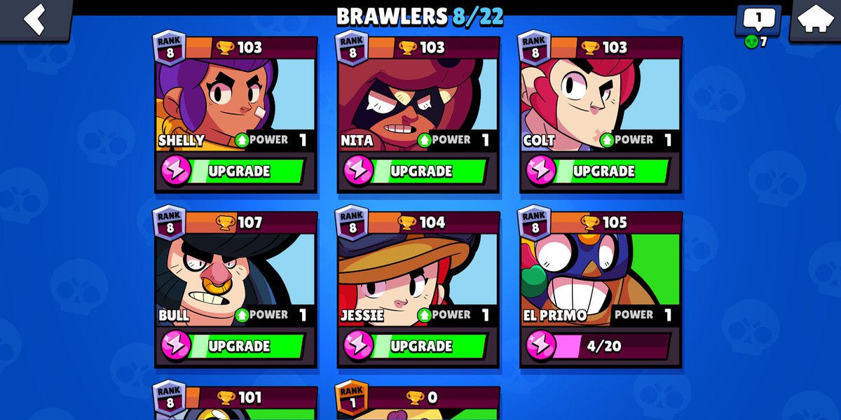 iHungry89's tweet image. #BrawlStars #IronManChallenge so far on my mini account.
All brawlers to 100 trophies without upgrading their power level