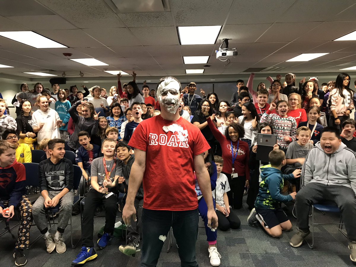SpringmanMiddle's tweet image. Ss earned a chance to pie a teacher for collecting over 500 winter items for donation. Thanks to Ms. Henry for leading this charge. #ROAR34 #WeAreD34