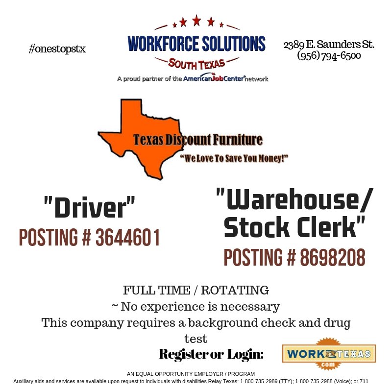 Workforce Solutions For South Tx On Twitter Texas Discount