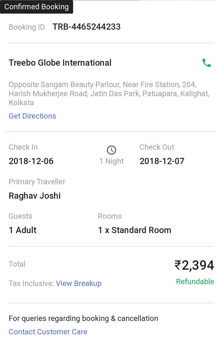 rj0e's tweet photo. @makemytripcare Here you go, you can call them up and check whether I stayed or not, and when exactly did I book it. I used the same number, that's registered with the account used for MMT booking, to call your CC several times without help. After that only I booked this Treebo https://t.co/a0sw8aBwl4