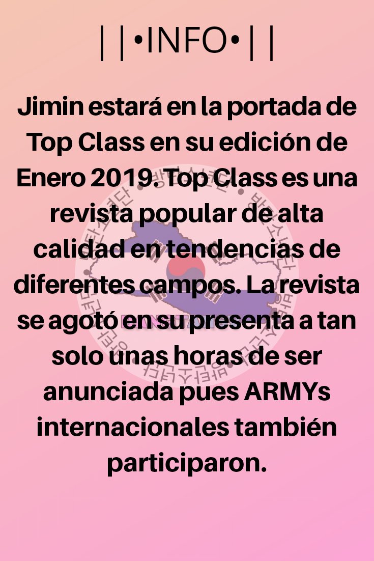 BangtanSV_'s tweet photo. [INFO]📷

JiMin estará en la portada de Top Class.

#BTS 
#JIMIN

@BTS_twt 

—FaHope. https://t.co/hizz0xo8pm