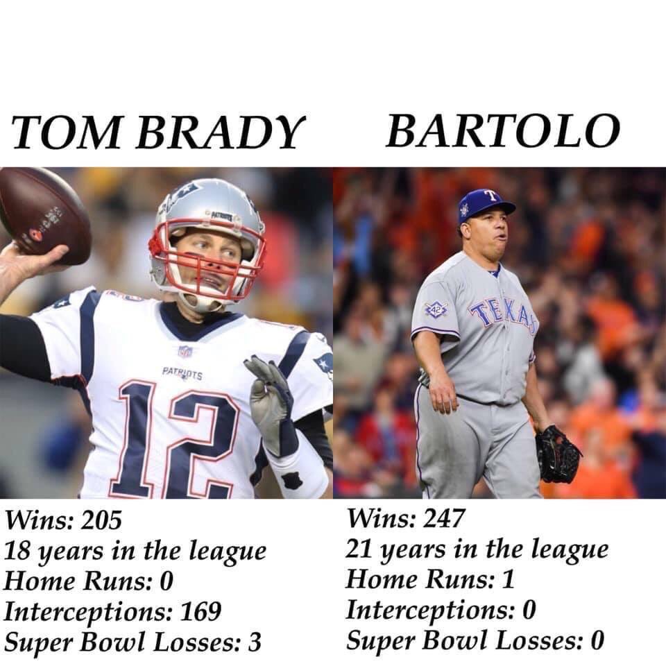 FMyFKyle's tweet photo. Brady or Bartolo? Who is the real GOAT. The numbers speak for themselves. @FMyFantasySteve @FMyFantasyAnt https://t.co/Zp8aOtfBwj