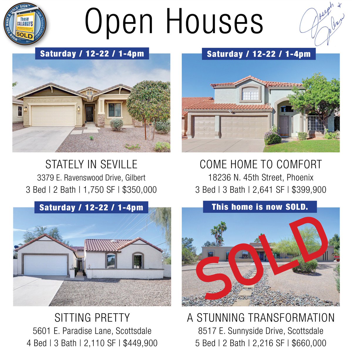 A stately home with a new back yard, a move-in-ready two story, and a corner-lot home in the Magic Zip Code. bit.ly/2rQnXhv 

#Gilbertrealestate #Gilbertopenhouse #Phoenixrealestate #Phoenixopenhouse #Scottsdalerealstate #Scottsdaleopenhouse