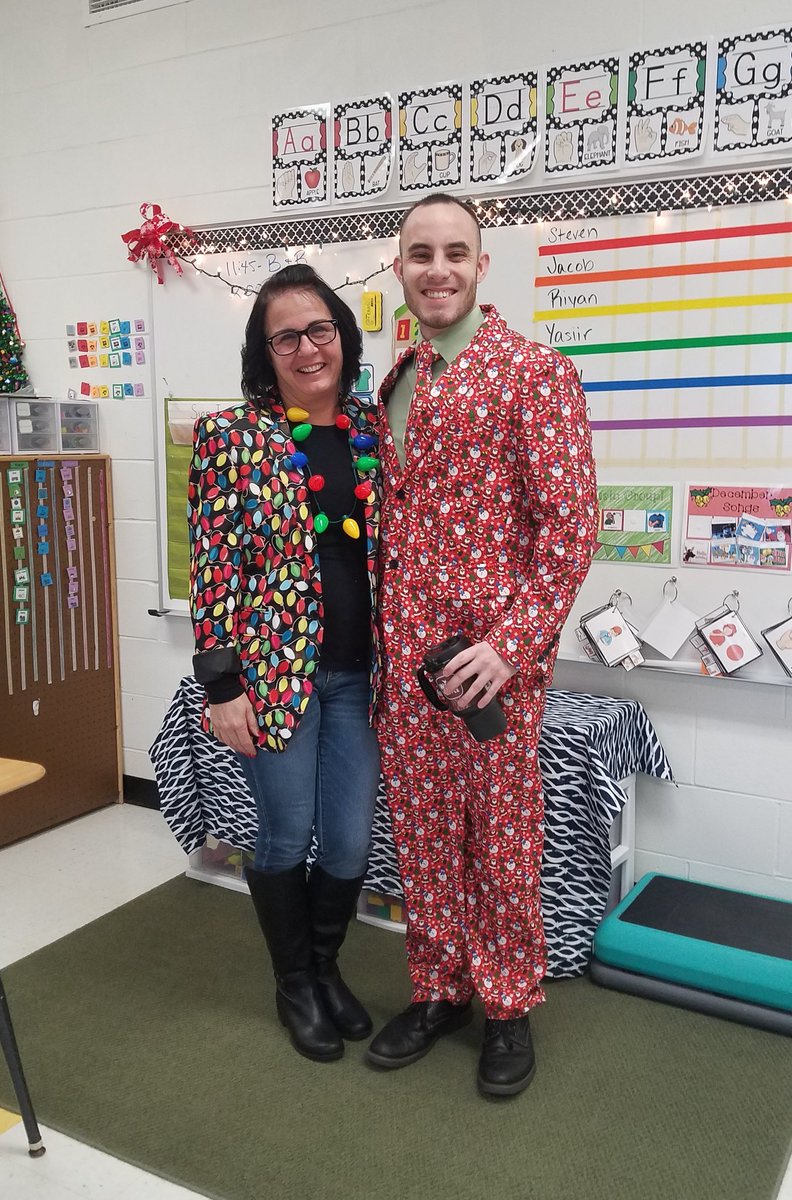 Mr. Fezz and Mrs Angeli were feeling the holiday spirit this week! <a href="/MrFezz_Barnegat/">Mr. Fezz</a> <a href="/Cecil_S_Collins/">Cecil S. Collins School</a> #SoaringSeahawks