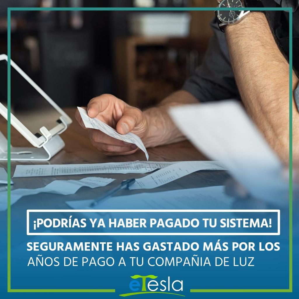 ¿Eres consciente de cuánto has gastado en energía eléctrica hasta el día de hoy? Probablemente has gastado más del costo de el Sistema de Paneles ideal para ti. 

Conoce más 👉 etesla.mx