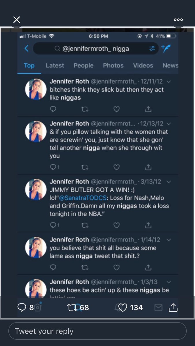 AmazinqAiyana's tweet photo. I love how she made her Twitter private after her racist tweets. @jennifermroth_ should get the same treatment as anyone else who is racist. You black men never learn, huh?!? @charleslenojr72 is a dumb ass and coon. Watch him stay with her stupid ass. 😒🙄
#JenniferRoth #racist https://t.co/d0k8kOeHZE