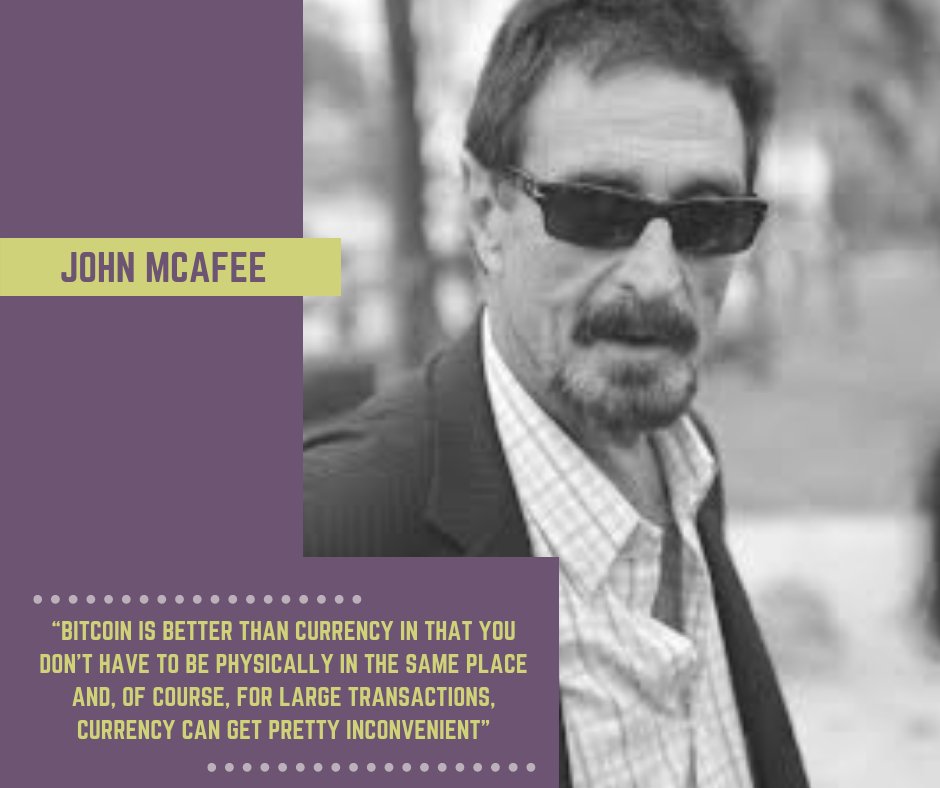 cryptovecs's tweet photo. American entrepreneur John Mcafee shares his views on cryptocurrencies vs fiat debate.
#Blockchain #Crypto #Cryptovecs #ThrowBackThursday #tbt #Bitcoin #ThursdayThoughts https://t.co/Uw9cBRW9AP