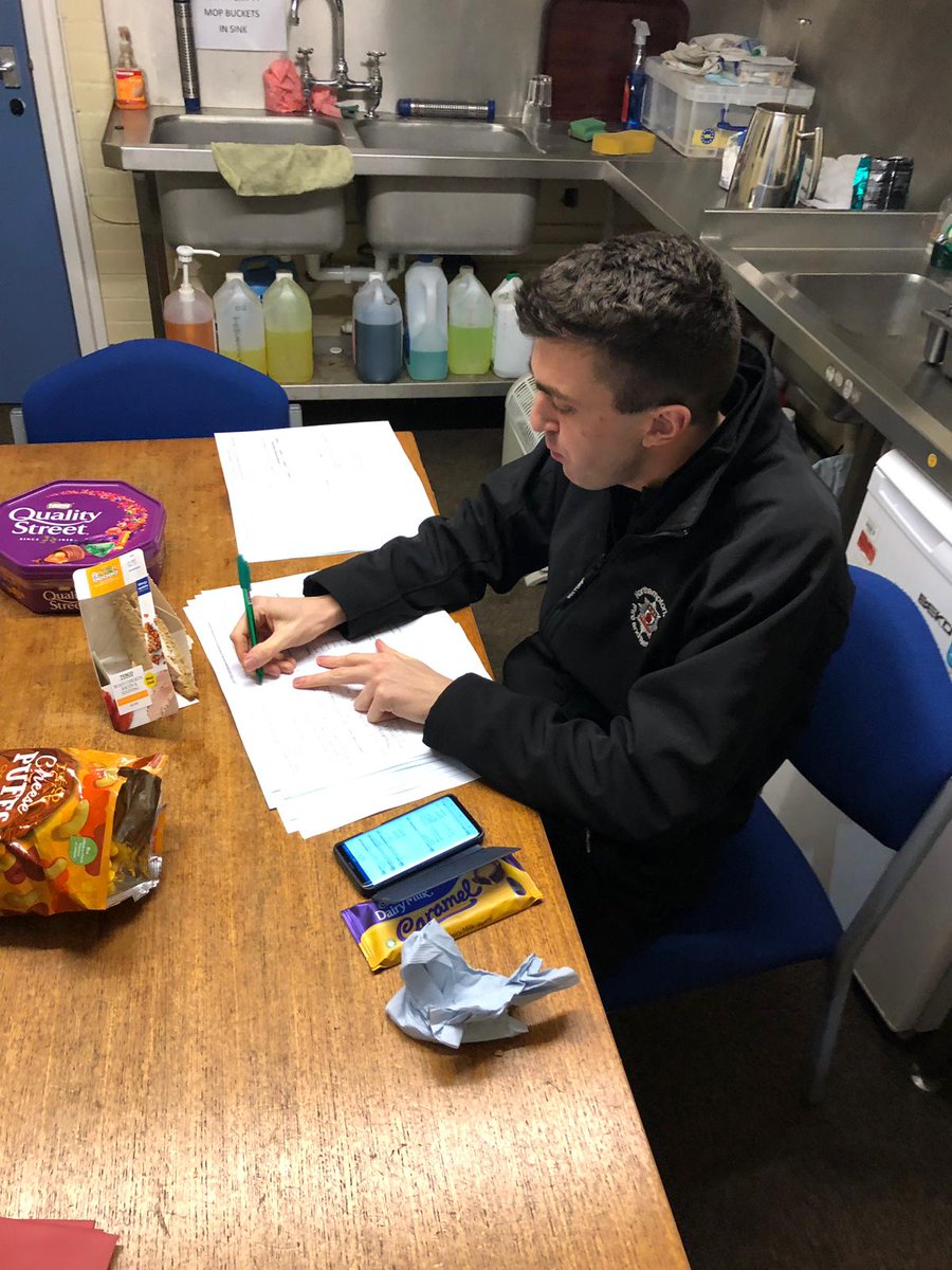 Dedication...marking mock exams during a spare 10 minutes at the Fire Station 🚒