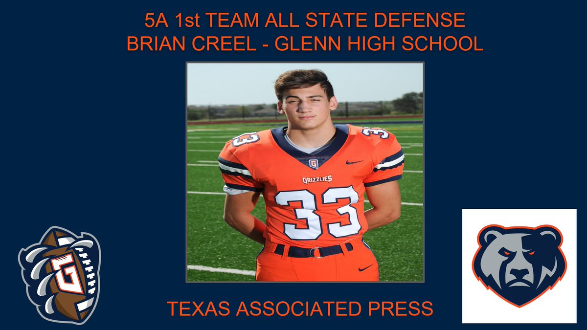 Congratulations Brian Creel - 1st Team All State Linebacker.  Our first 1st Team All State player and the epitome of #3 of our 3 BIG GOALS - LEAVE A LEGACY!  #AllInForGlenn