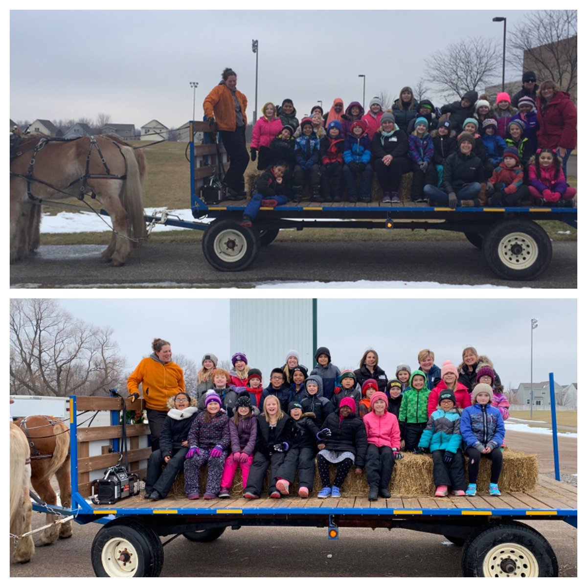 CloverRidgeElem's tweet photo. Over the river and through the park...#HayrideFun #3rdGrade https://t.co/TCobBpDiOX