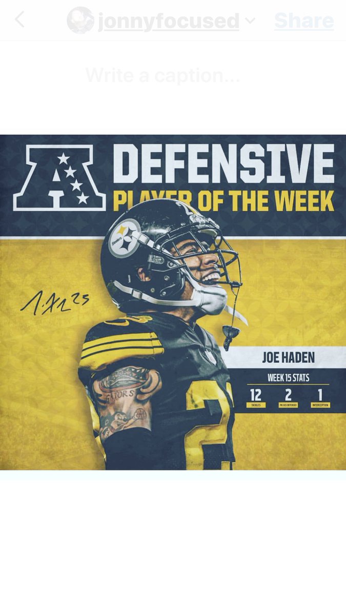 FieldSniper22's tweet photo. Big Ups to the Big Bro @joehaden23 for makin the Defensive Player of the Week!!! #YeahhJoe 🙌⚔️⚔️ #ThrowBack https://t.co/yRsOLpmEJZ