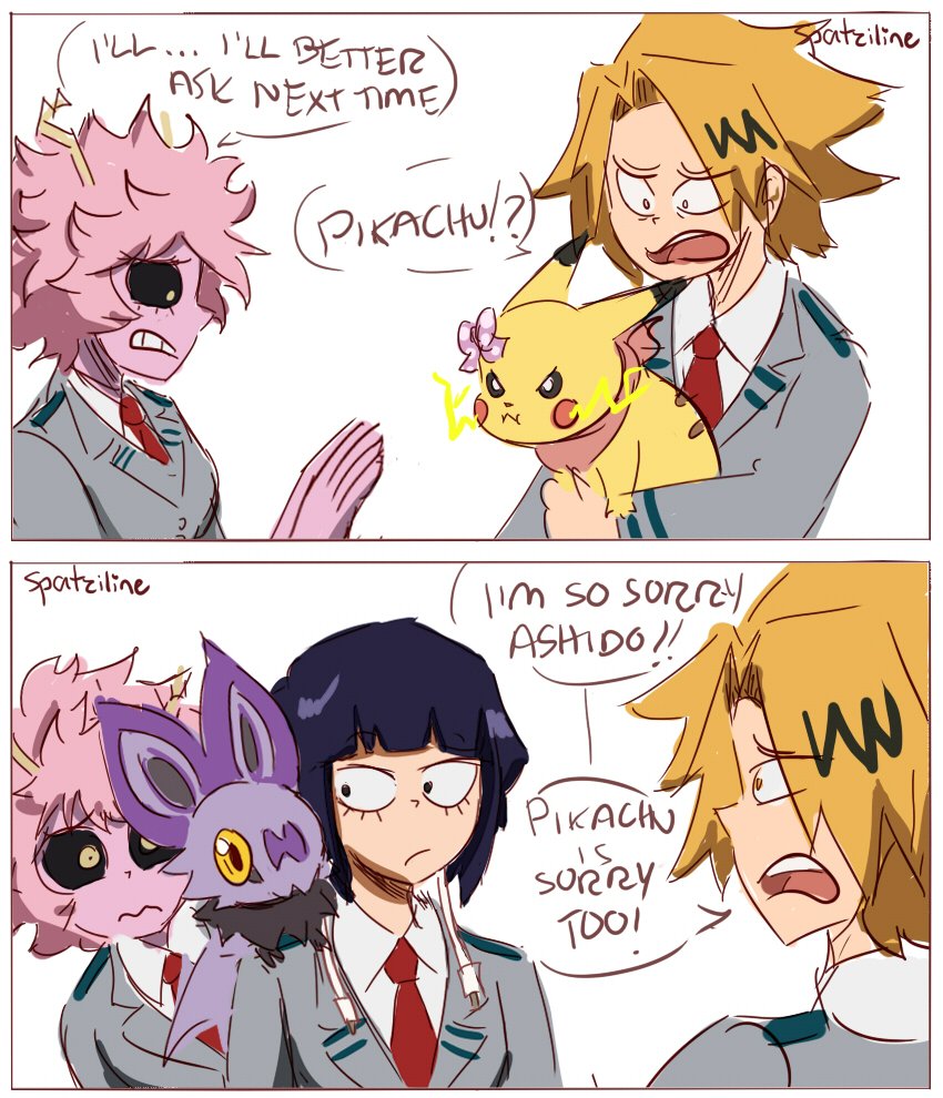 And all the spam because this is the last BNHA Pokemon AU comic I have to offer...for now lol there's no doubt Pikachu's otp is Kamijirou 8) #MyHeroAcademia 