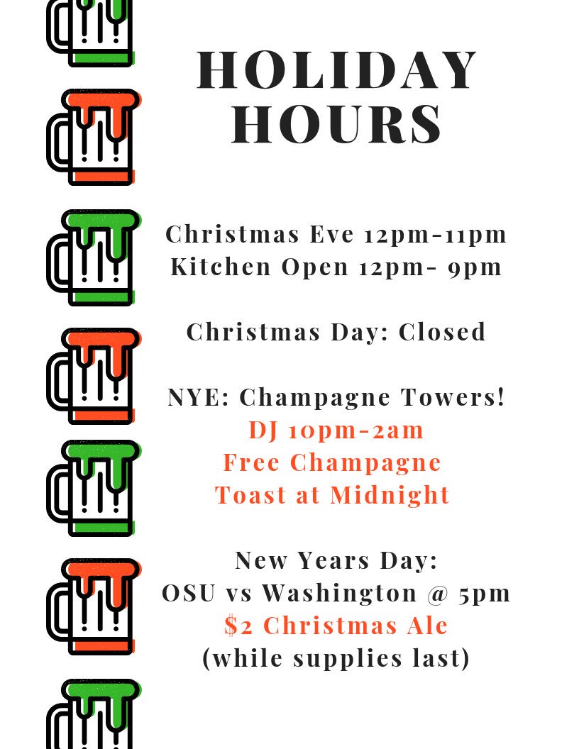 Our Christmas Eve-New Years Day lineup has arrived! 

You do not want to miss out on our DJ &amp; Champagne Towers on New Years Eve🎆🍾

Who’s ready to get Buck’d Up?🍻