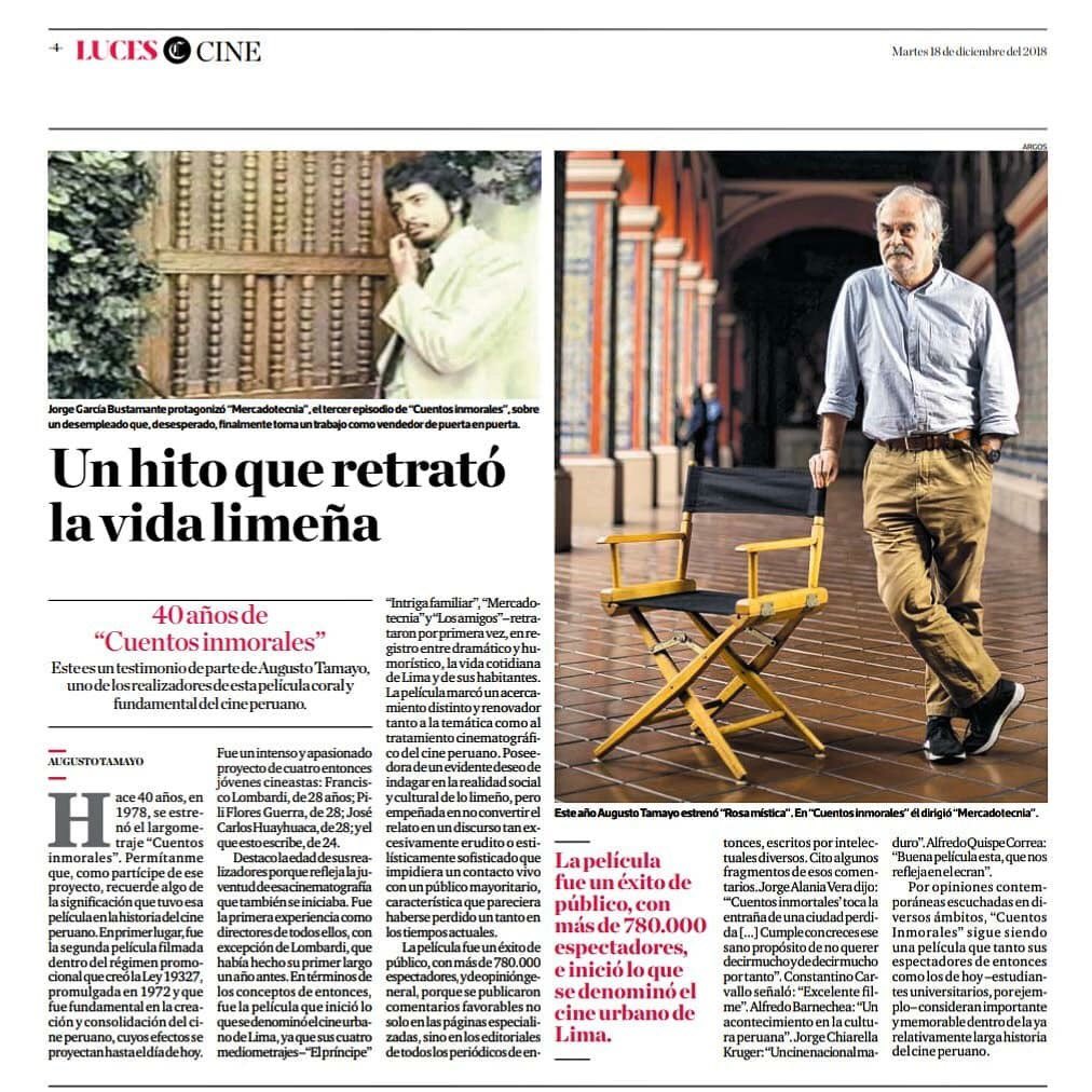 "Cuentos Inmorales" es una de las películas más importantes de la historia del cine peruano, se estreno en 1978 y este año 2018 celebra 40 años. No te pierdas este artículo escrito por el director de “Mercadotecnia” Augusto Tamayo, para <a href="/elcomercio_peru/">El Comercio</a>. #cineperuano #ficcion