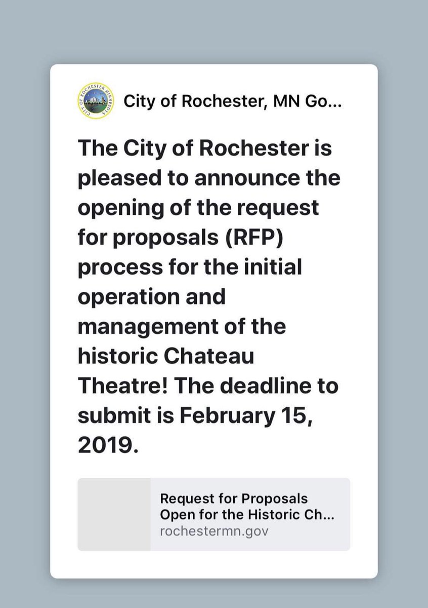 #Rochmn looking at RFP for Chateau #dmcmn #historictheater