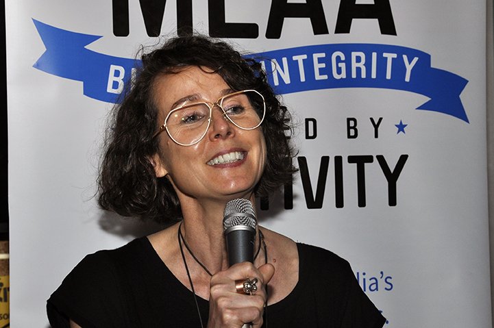 withMEAA's tweet photo. Last night at #MelbourneMediaDrinks we presented former #MEAAmedia vice-president and long-time House Committee stalwart at @theage, @gcmccoll Gina McColl, with a gold honour badge for her tireless service to our union. Congratulations Gina! #strongertogether https://t.co/iKYlg8Mfdj